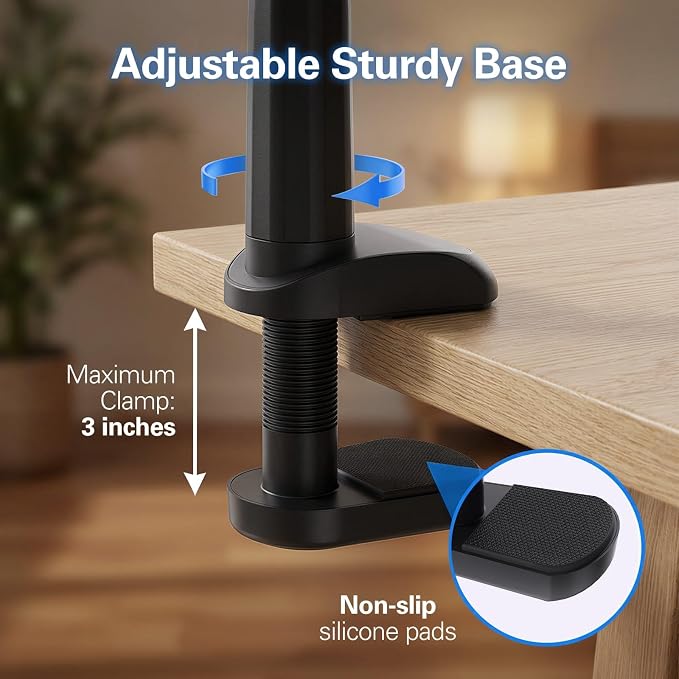 Gooseneck Phone Holder for Bed, Flexible Overhead Cell Phone Mount for Desk, Hands-Free Viewing Clamp Stand Compatible with iPhone 17 16 15 Pro Max and 3.5-7" Devices