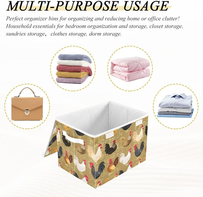 Art Pet Chicken Gold Stackable Storage Bins Organizer And Storage Lidded for Bed Sheet Under Bed