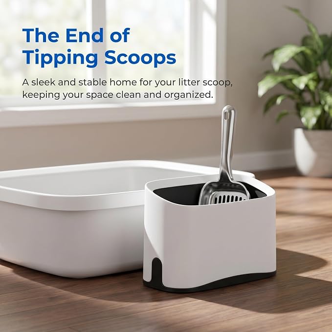 2pcs Cat Litter Scoop Holder Stand Plastic White Universal Base | Enhanced Stability, Space-saving Organizer for Cleaning Routines, Portable Design for Travel Purposes