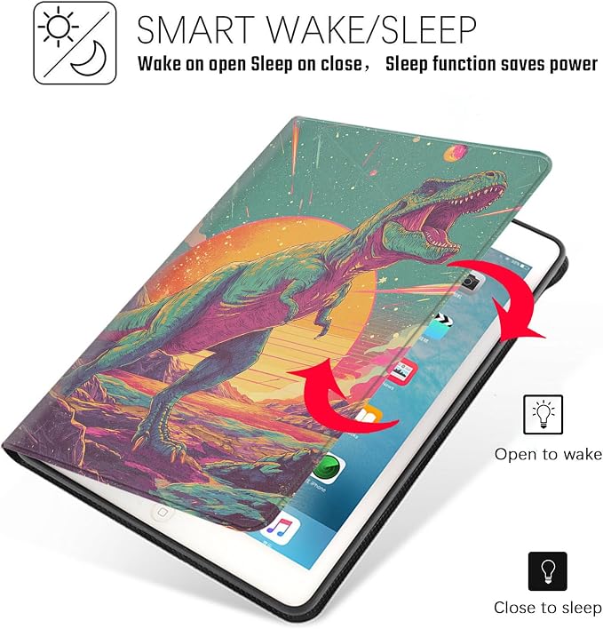 Tablet Case for iPad Air 13" M3/M2,iPad Pro 12.9" 6th/5th/4th/3rd Generation,Shockproof Protective Cover with Stand,Auto Wake/Sleep,Dinosaur Space