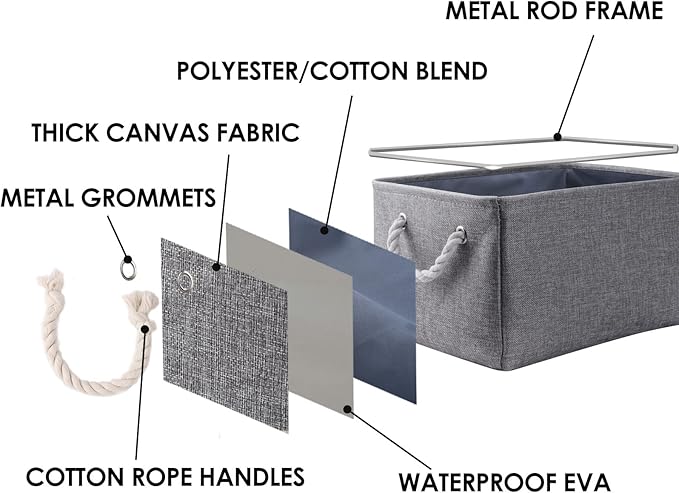 Large Storage Bins- Storage Baskets for Organizing Shelves, Basket Organizer for Closet Bookshelf Dog Toy Nursery Clothes Laundry Home Organization, Fabric Storage Cubes W/Handles