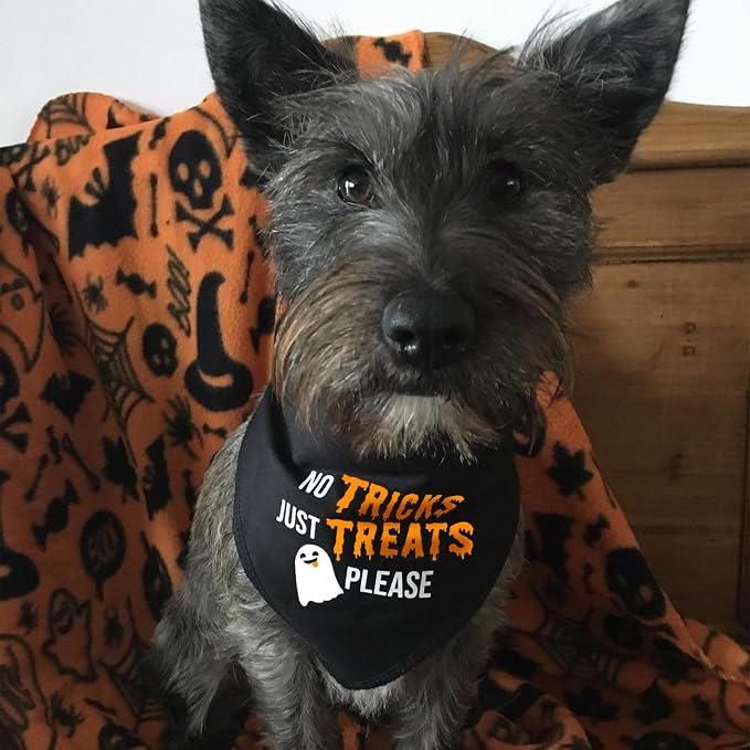 Halloween Dog Bandanas No Tricks Just Treats Costumes for Giant Pet