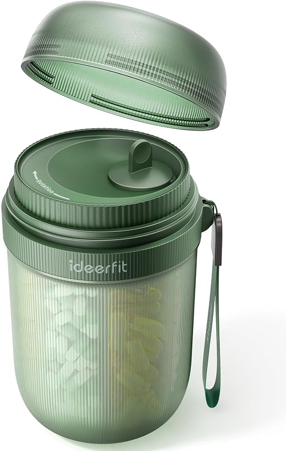 Large Pill Organizer with Desiccant, 7-Compartment Pill Bottle | Light-Proof, Moisture-Proof, Anti-Mixing, Touch-Free Pill Dispenser, Sealed BPA-Free Vitamin Organizer with Handle, Green