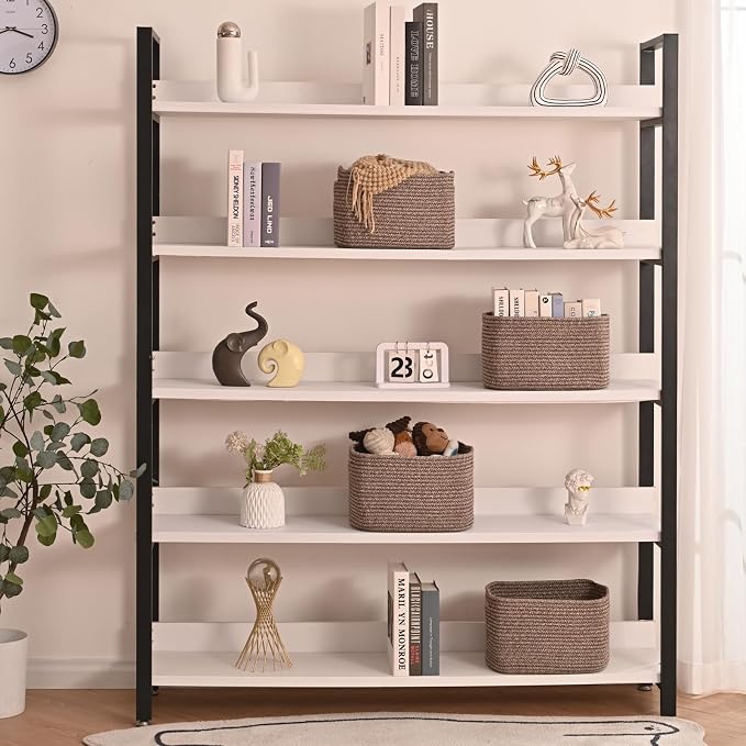 ICERZCZ Storage Baskets for Organizing 12.5x9.1x7.9 Mixed Dark Brown | Storage Bins for Shelves, Woven Cotton Rope Basket for Books Toys Clothes Bedroom Living Room Nursery Bathroom, 4 Packs