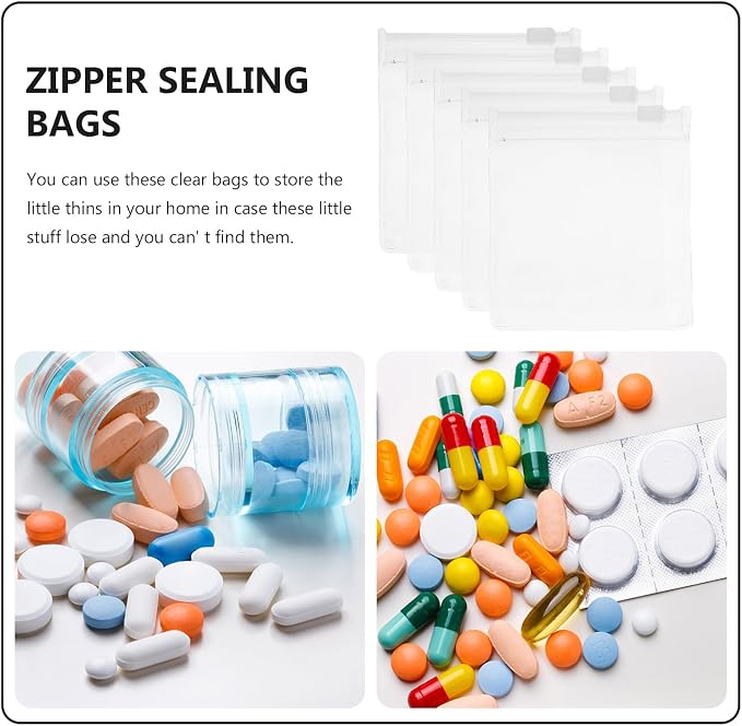 Ciieeo 24pcs Small Eva Sealable Pill Bags Travel Medicine Container Portable Pills Organizer Pouches for Daily Medication and Pet Storage