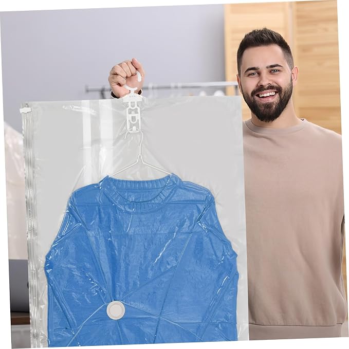 4 Pcs Vacuum Storage Bags for Closet Hanging Compression Bags Capacity Transparent Design Coats and Seasonal Wear Essential Closet Organizer