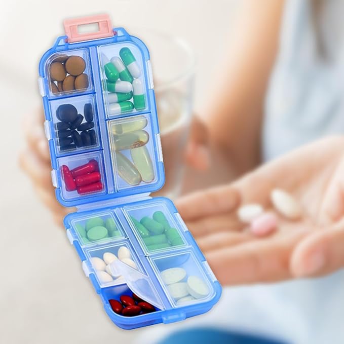 2PCS 7-Day Pill Organizer with Labels – Travel Pill Case, Daily Medication Organizer | Compact & Secure | Fits in Pocket/Purse (3.7” x 2.4”)