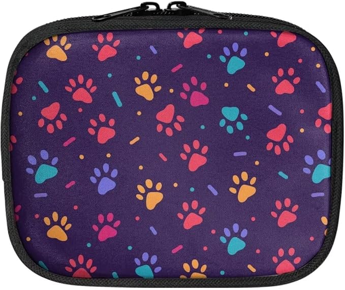 Colorful Dog Paw Print Pet First Aid Kit for Dogs Travel Pet Emergency Kit Hiking Empty First Aid Bag Small Medical Bag Organizer Cute First Aid Pouch with Zipper