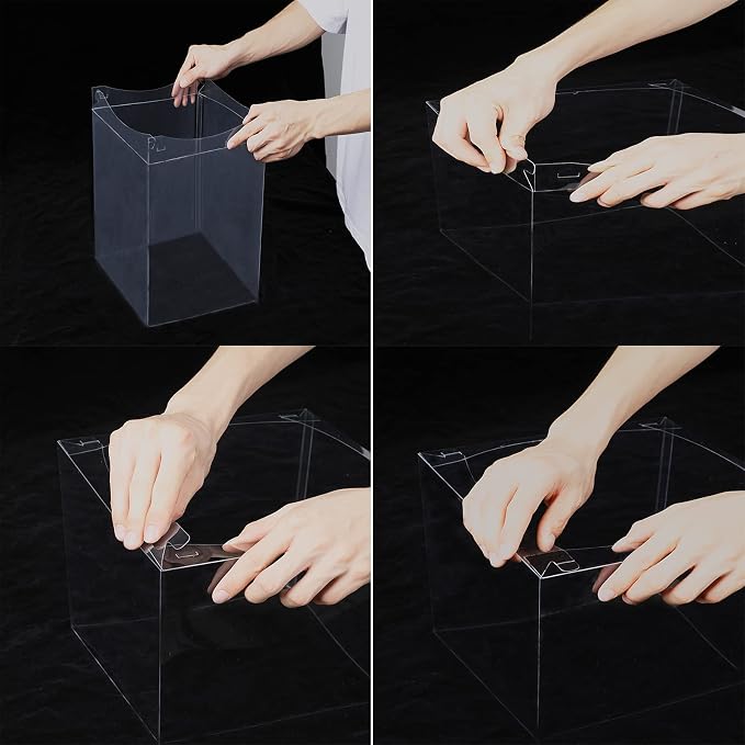 XININSUN 6inch Clear tall cake Box with Ribbon, 8 X 8 X 9inch for Bakery Boxes Clear Gift Boxes,ideal for wedding birthday party and gift display-Black