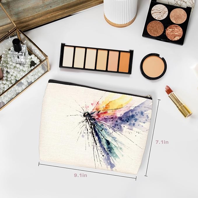 Wenboco Dragonfly Print Women Makeup Bag, Dragonflies Gifts Cosmetic Bags | Travel Organizer Bag Makeup Pouch, Sister Birthday Christmas Gift for Mom Friend, Dragonfly Gifts for Women