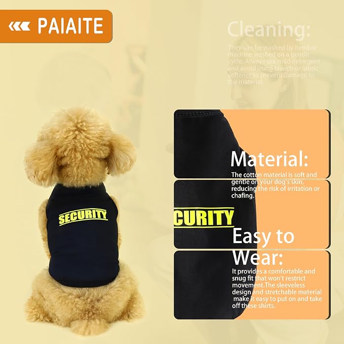 Discover Cozy Cotton Canine Wear: Soft, Lightweight, and Breathable Dog Shirt Vest with Eye-Catching Graphics(Security), Keeping Your Furry Friend Warm and Comfy! Red L