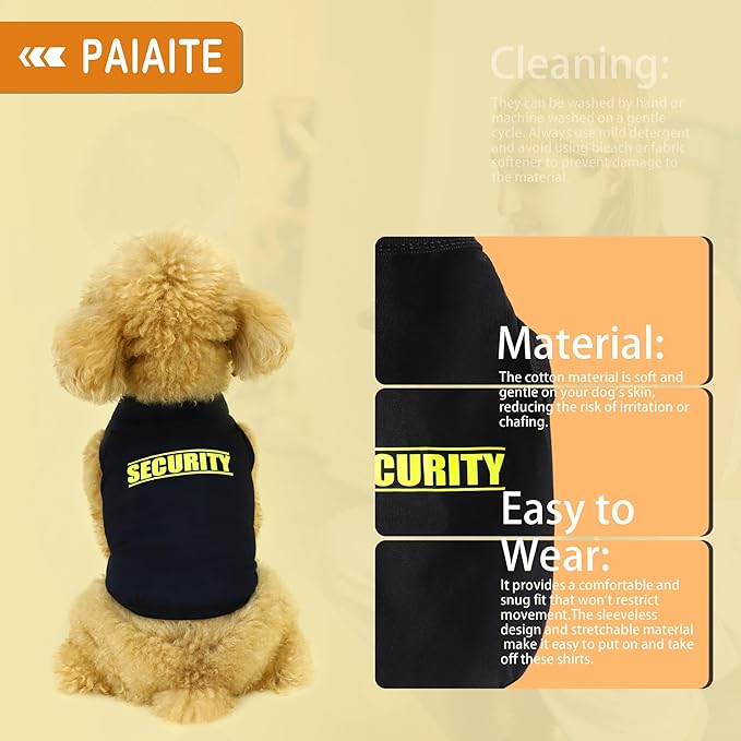 Discover Cozy Cotton Canine Wear: Soft, Lightweight, and Breathable Dog Shirt Vest with Eye-Catching Graphics(Security), Keeping Your Furry Friend Warm and Comfy! Red M