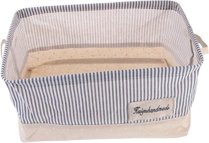 Garneck Portable Pet Toy Storage Basket Foldable Organizer for Sundries for Desktop Use Striped Design Easy to Transport