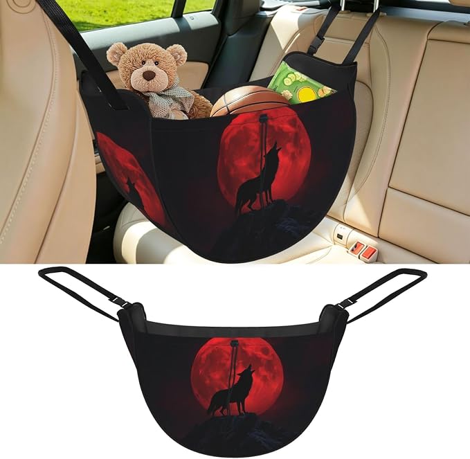Moon Wolf Car Seat Organizer-Backseat Storage Bag for Travel | Waterproof Durable. Holds Snacks Gear Essentials. Fits Most Cars.