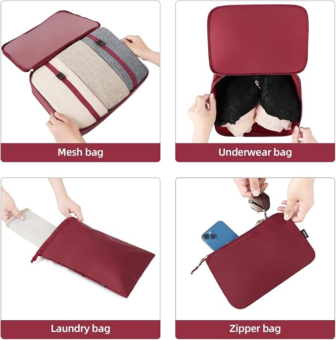 BAGAIL 6 Set/8 Set/10 Set Packing Cubes Various Sizes Packing Organizer for Travel Accessories Luggage Carry On Suitcase
