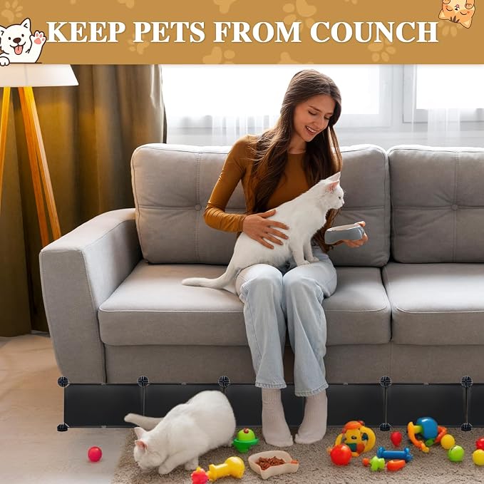 Under Couch Blocker, 6.7" H x 248" L in Total Couch Blockers for Pets, Adjustable Under The Couch Blocker Prevents Pets Under Furniture, Black