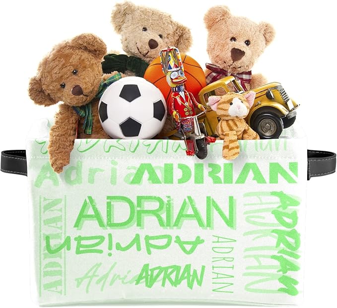 Personalized Storage Bins with Name Custom Kids Storage Basket Cubes Organizer with Handles for Organizing Boys and Girls Toys Shelf Closet Nursery Baskets Boxes, 1 Pack