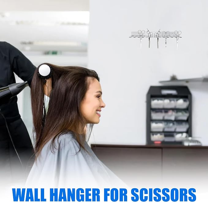 12 Slots Wall Mounted Scissor Holder, Acrylic Shear Holder for Stylist | Clear Hair Tools Organizer with Hanging Screws for Barber Dog Grooming Hairdresser