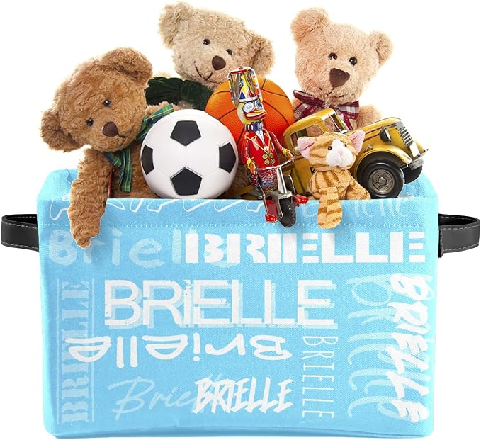 Personalized Storage Bins with Name Custom Kids Storage Basket Cubes Organizer with Handles for Organizing Boys and Girls Toys Shelf Closet Nursery Baskets Boxes, 1 Pack