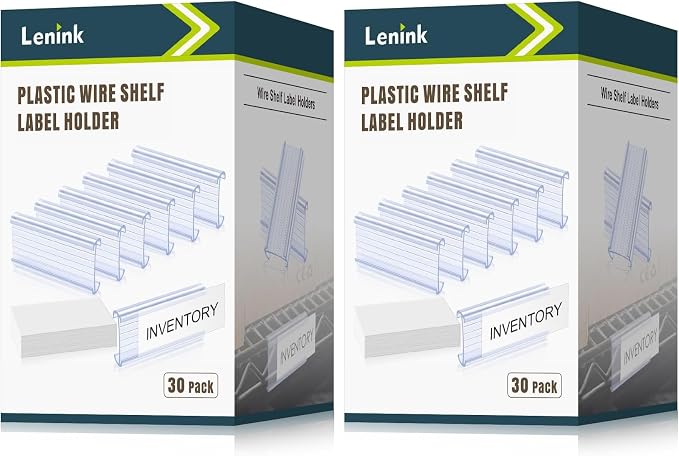 30Pcs Wire Shelf Label Holders,Plastic Wire Rack Label Holder,Compatible with Metro 1-1/4in Shelves,Label Area 3in Lx1.25in H (Label Paper Insert Included) (Pack of 2)
