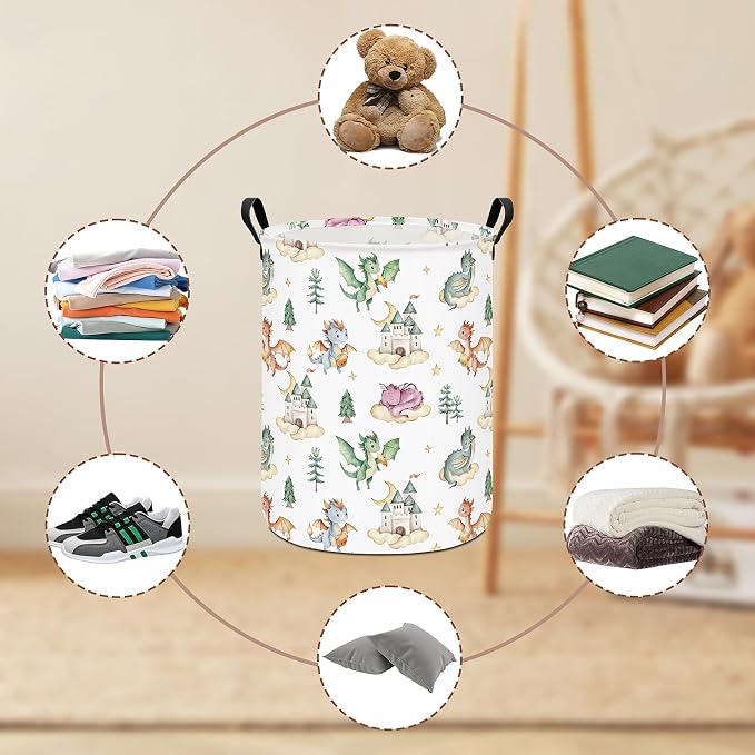 Dragon Fabric Storage Bin Nursery Organizer Basket | Organizer Bin Dirty Clothes Collapsible Waterproof for College Dorms, Boys and Girls Bedroom,Bathroom