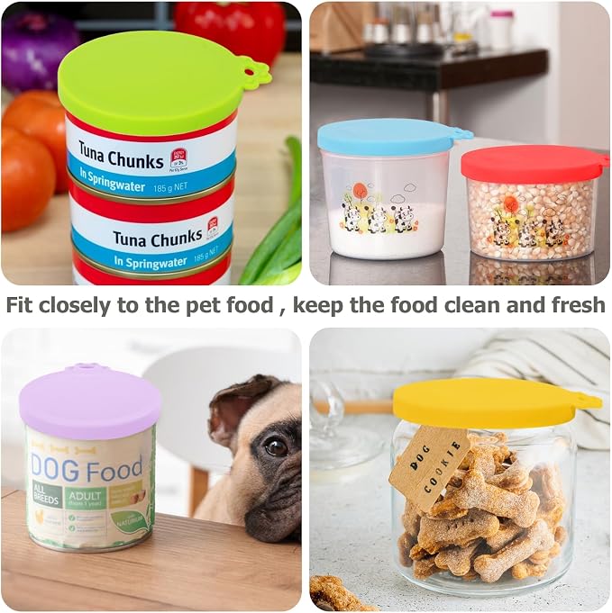 5 Pack Pet Food Can Covers Universal Can Lids Safe/Silicone Dog&Cat Food Can Lid Covers