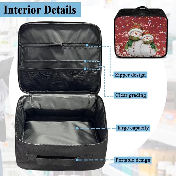 First Aid Kit Bag Red Xmas Snowman Empty Medic Bag for Pet Friendly Households and Outdoor Adventures Featuring Wear Resistant Construction Easy Access