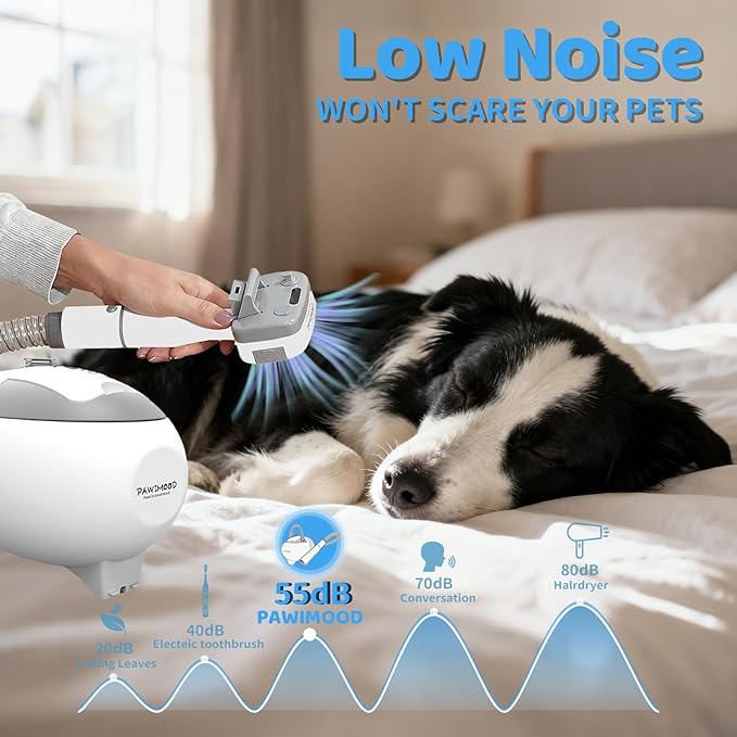 Dog Grooming Vacuum with 2L Dust Cup & 13000Pa Suction, 5-in-1 Low Noise Pet Grooming Kit with Clipper & Steam Brush for Shedding, Dog Vacuum for Dogs and Cats