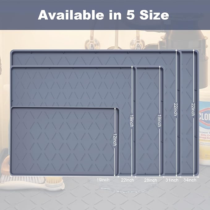 Extra Thick Dog Food Mat Waterproof with Raised Edge 19" x 12" | Silicone Multipurpose Mat, Under Sink Cabinet Protector for Kitchen, Bathroom, Shelf, Pet Feeding, Boot & Plant Trays