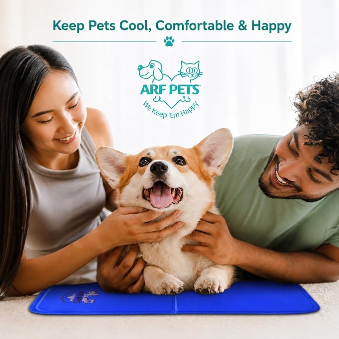 Arf Pets Dog Cooling Mat - Solid Gel Self-Cool Pad | Durable & Non-Toxic | No Water, Electricity, Batteries or Refrigeration Needed | For Beds, Kennels & Crates| 31" x 37"