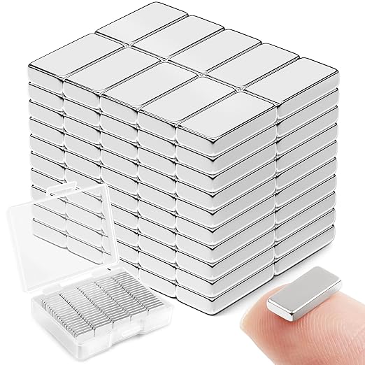 FINDMAG Small Rare Earth Magnets, 100 Pack 10x5x2mm, Rectangular Bars | Compact neodymium bar magnets with a low profile; for craft models, office boards, fridge displays, lockers and DIY layouts