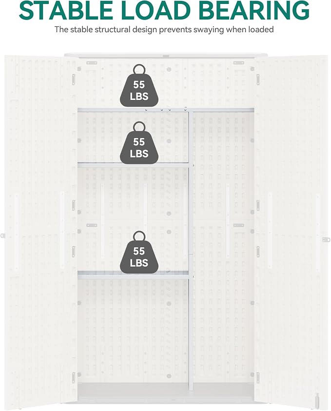 YITAHOME 60 cuft Vertical Outdoor Storage Shed with Shelf, Large Waterproof Storage Cabinet for Garden Shed, Tall Outdoor Storage Shed for Garage, Pool Storage, Resin, Lockable, Dark Gray