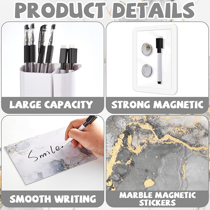 QOUBAI White Locker Accessories and Organizer Kit Include Marble Print Wallpaper Magnetic Mirror Whiteboard Pen Holder Magnet Locker Shelf Essentials for Back to School Supplies