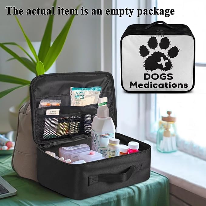 Rnyleeg Paw Prints First Aid Kit for Dog Empty First Aid Bag for Veterinary Medical Kit for Home Car Portable Travel Medical Supplies Bag