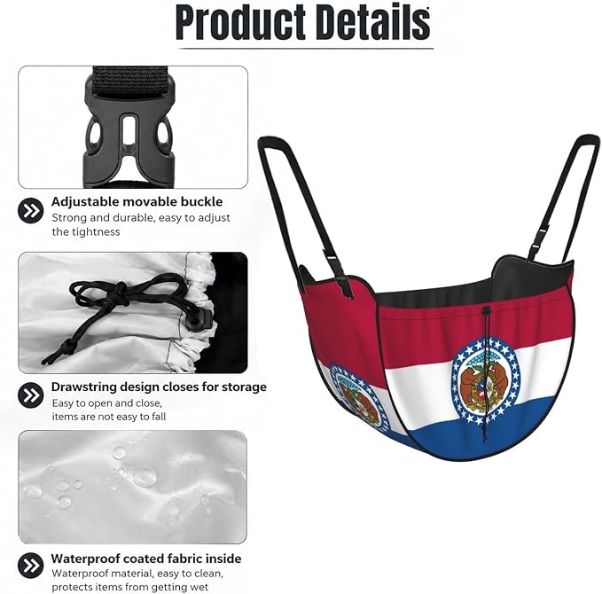 Missouri State Flag Car Seat Organizer-Backseat Storage Bag for Travel | Waterproof Durable. Holds Snacks Gear Essentials. Fits Most Cars.