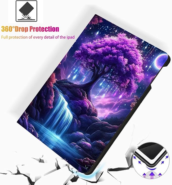 for Microsoft Surface Go 4/3/2/1-10.5" 2021 Tablet Case,Auto Wake/Sleep,Adjustable Stand Protective Cover - Purple Tree of Life