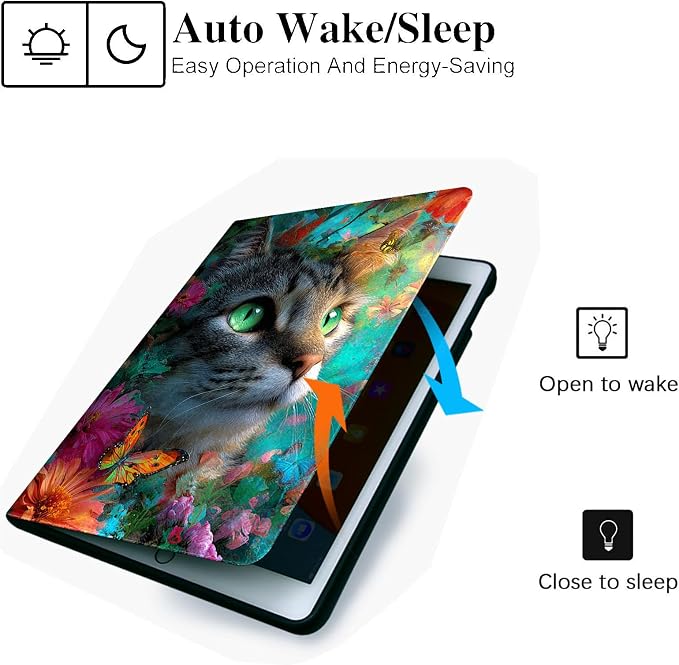 for Microsoft Surface Pro 11/10/9-13" 2024/2022 Tablet Case,Auto Wake/Sleep,Adjustable Stand Protective Cover - Cute Cat
