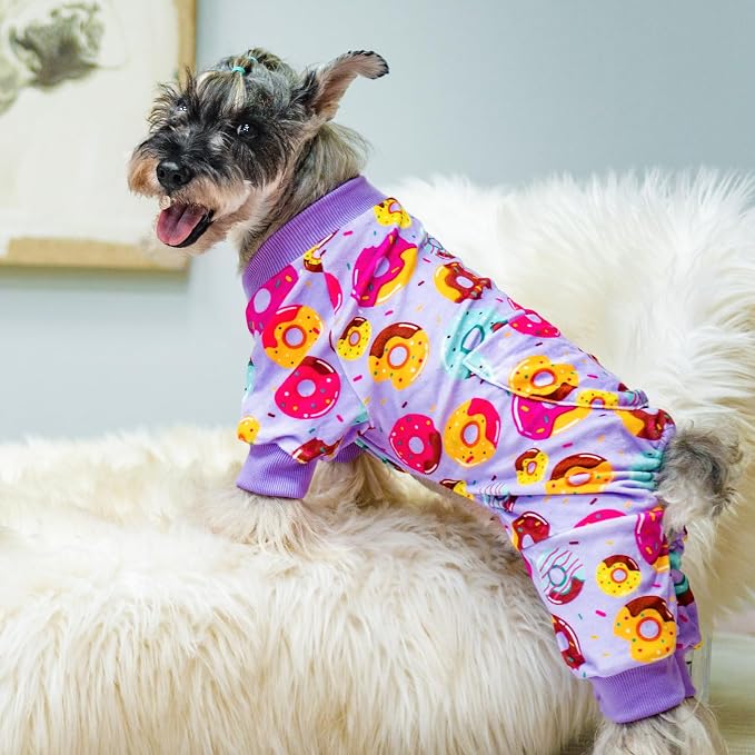 PUPTECK Soft Fleece Dog Pajamas for Small Medium Dogs, Dog Onesie Puppy Sweaters Clothes Jumpsuit Pjs, Cute Jammies Cat Coat Pet Costume Apparel