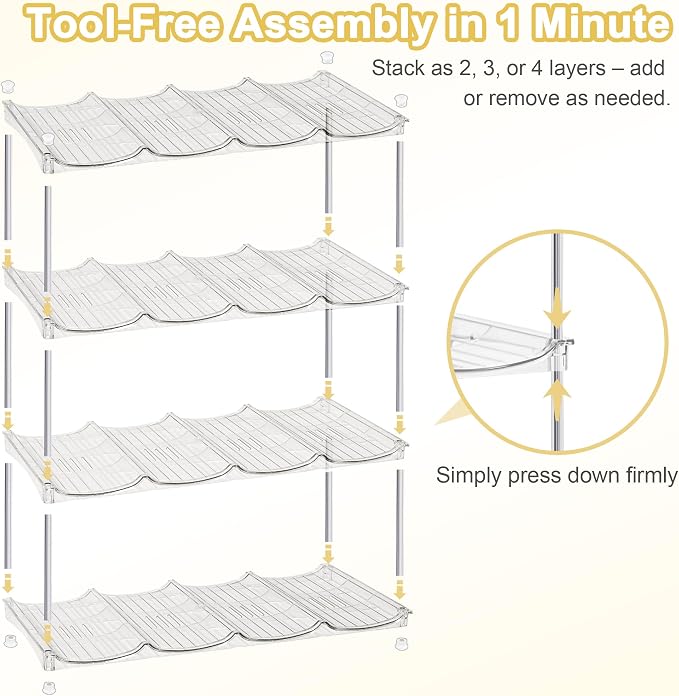Stackable Water Bottle Organizer for Stanley 40oz Tumblers – Acrylic Water Bottle Holder for Cabinet, Pantry, Large Tumbler Organizer Storage Rack, Stanley Cup Storage, 2 Tier, Holds 8 Bottles