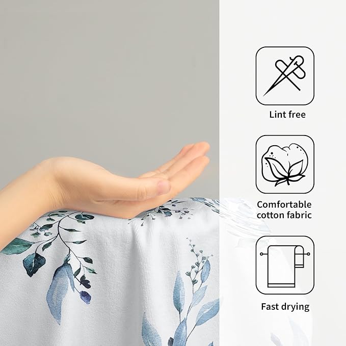 Blue Eucalyptus Hand Towels Set of 2 Sage Leaves Soft Absorbent Small Bath Towel Kitchen Dish Guest Towel for Bathroom Hotel Gym Spa