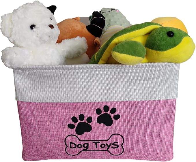 Dog Toy Basket Collapsible Dog Toy Box Foldable Dog Toy Bin for Dog Chew Toys