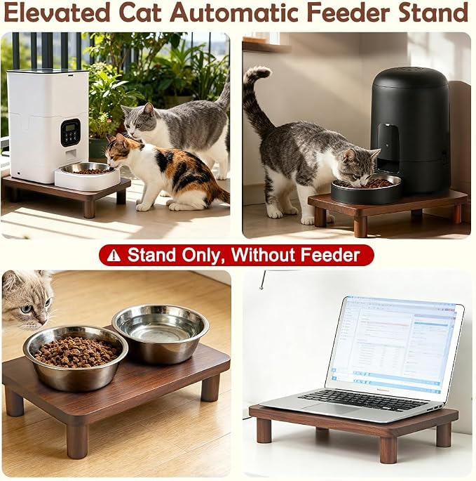 SZEE Cat Food Stand, Elevated Cat Feeder Stand for Automatic Feeder & Bowls