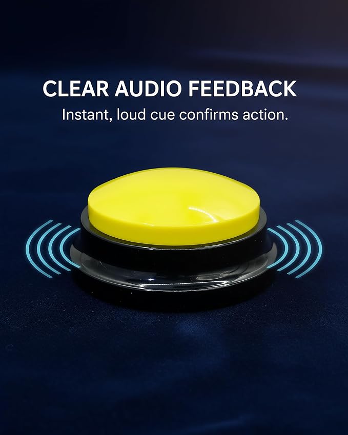 Dog Buttons for Communication Voice Recording Buttons for Classroom and Pet Training 30-Second Record & Playback Dog Buttons for Study, Office, Family, and Kids (Yellow, one)