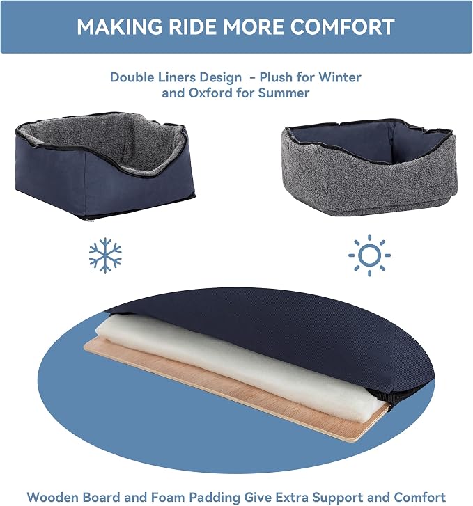 A 4 Pet Dog Car Seat for Small Dog, Booster Travel Pet Seat with Safety Seat Belts & Storage Bags, Portable Comfortable Pet Seat for Dogs Under 25 lbs