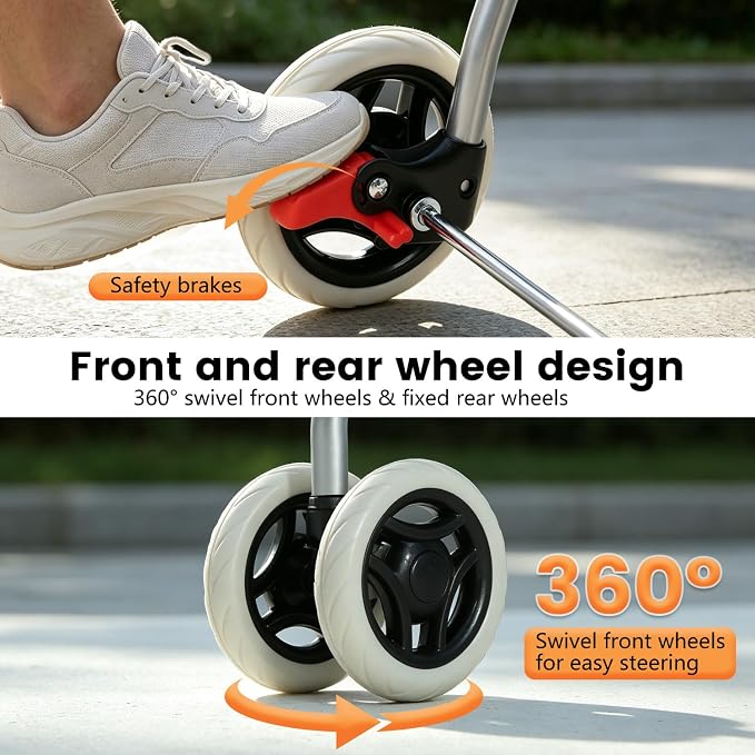 BestPet Foldable Pet Stroller for Small/Medium Dogs and Cats Up to 33 lbs | 4-Wheel Stroller Pet Strolling Cart w/ Breathable Mesh, Lockable Rear Wheels, Cup Holder/Tray & Storage Box, Teal
