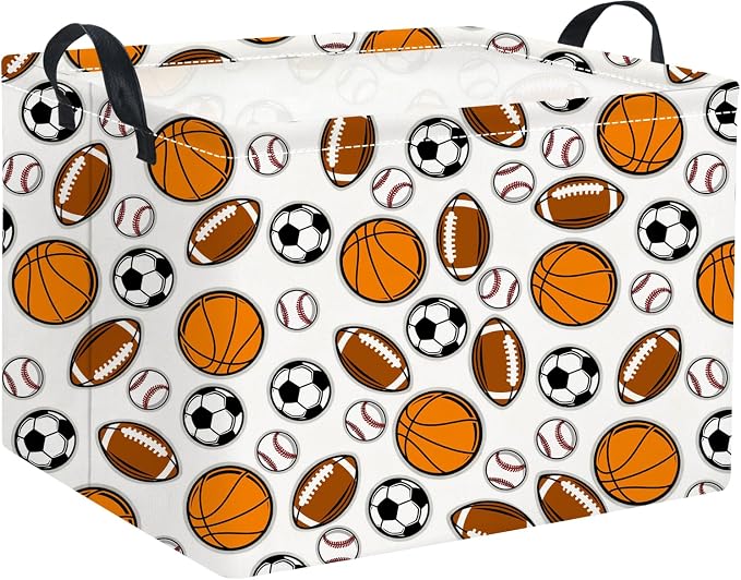 Rectangular Easter Basket Baby Girl Basket Fabric Storage Bin Organizer Box Room Decor(Sports)