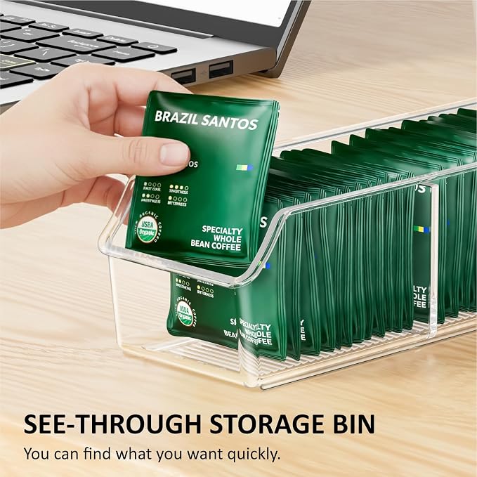 2 Pcs Tea Bag Organizer,Tea Bag Holder Box Storage Bin, Clear Drawer Drawer | Plastic, Sugar Packet, Coffee, Condiment, Spice Bag Holder, for Kitchen Cabinet, Countertop, Fridge