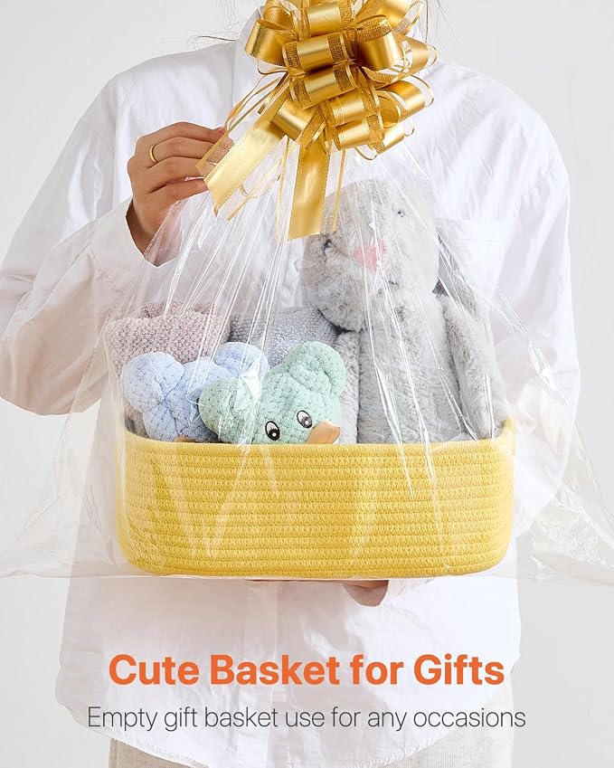KALLAX Small Woven Storage Basket for Organizing, 12 x 8 x 4.5 inch, 3 Pack | Shelf baskets for closet organization, toy storage and home decor, Perfect as empty gift baskets for holidays, Yellow