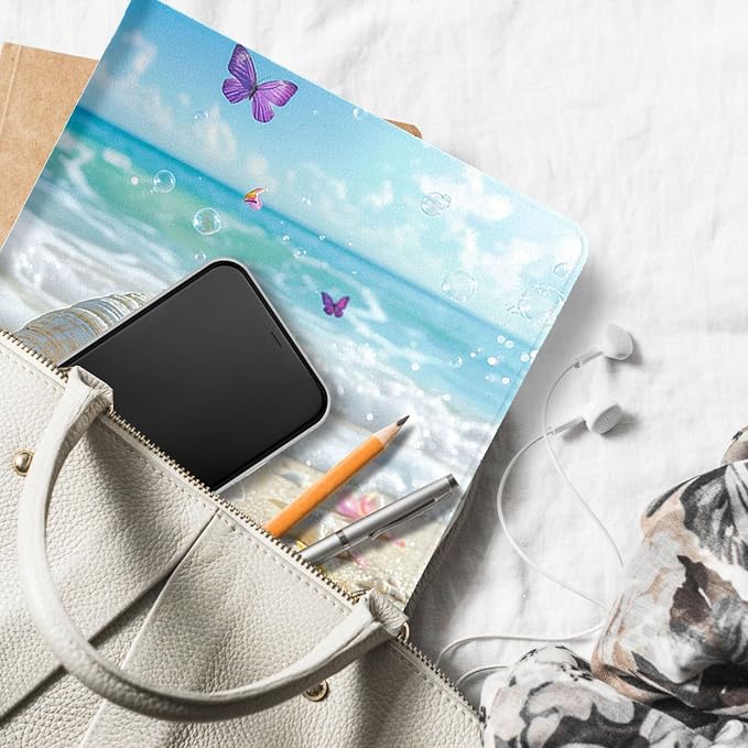 for Microsoft Surface Pro X/Pro X Plus-13 2019/2020/2021/2024 Tablet Case,Auto Wake/Sleep,Adjustable Stand Protective Cover - Seashell Beach