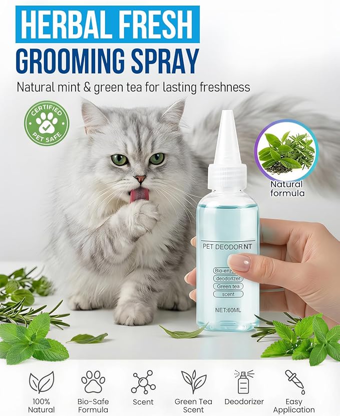 Spray Deshedding Brush for Cats & Dogs, 2-in-1 Mist Grooming Tool with Undercoat Removal, Anti-Static Pet Hair Remover, Gentle Stainless Steel Comb, No Flying Fur, Self Cleaning